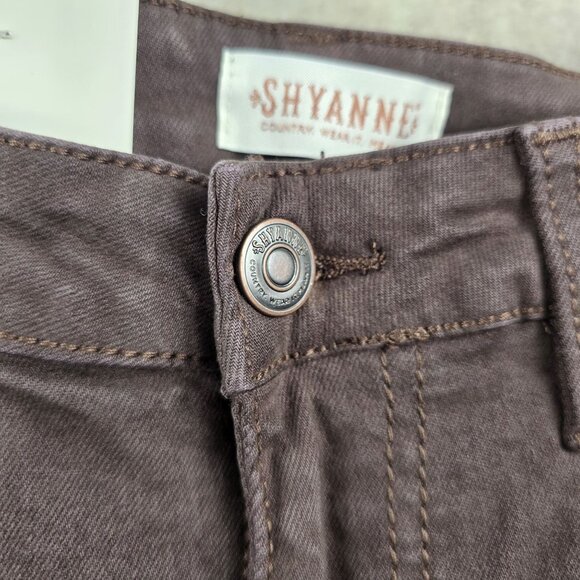 Shyanne High Rise Flare Brown Jeans W31 L34 Retro Frayed Hem Stretch Denim Pants - Picture 3 of 12